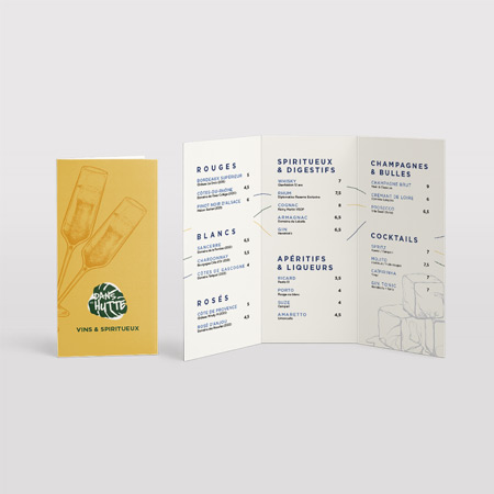 Gagnez en clarté et en élégance avec le menu 3 volets !
Un format pratique pour présenter une carte complète et bien organisée. Menu 3 volets