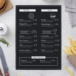 Menu impression encre blanche