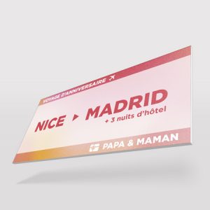 Billet d'avion personnalisé