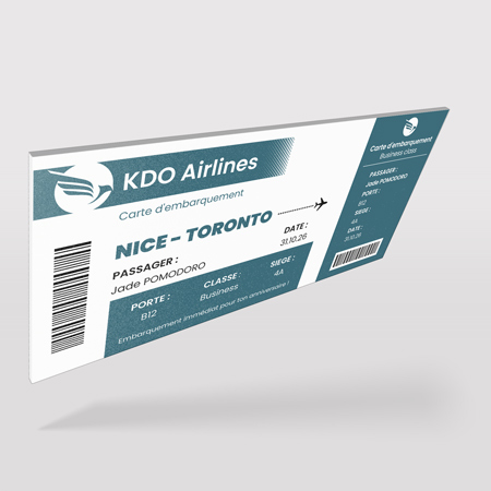 Un billet d’avion géant pour annoncer un voyage de façon spectaculaire ! Personnalisez les infos de vol, le nom du passager et la destination pour créer une surprise mémorable. Billet d'avion xxl